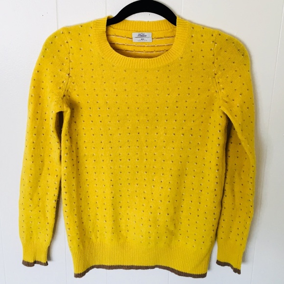 Madewell Wallace Sweater Yellow, Brown Polka Dots - Picture 2 of 4